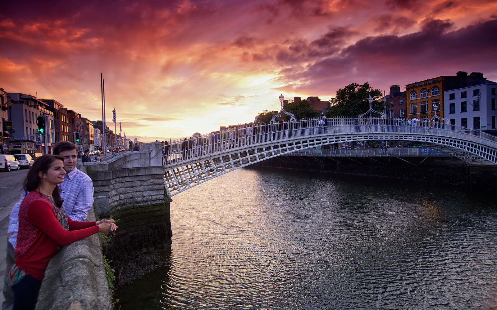 Dublin City Bridge at sunset