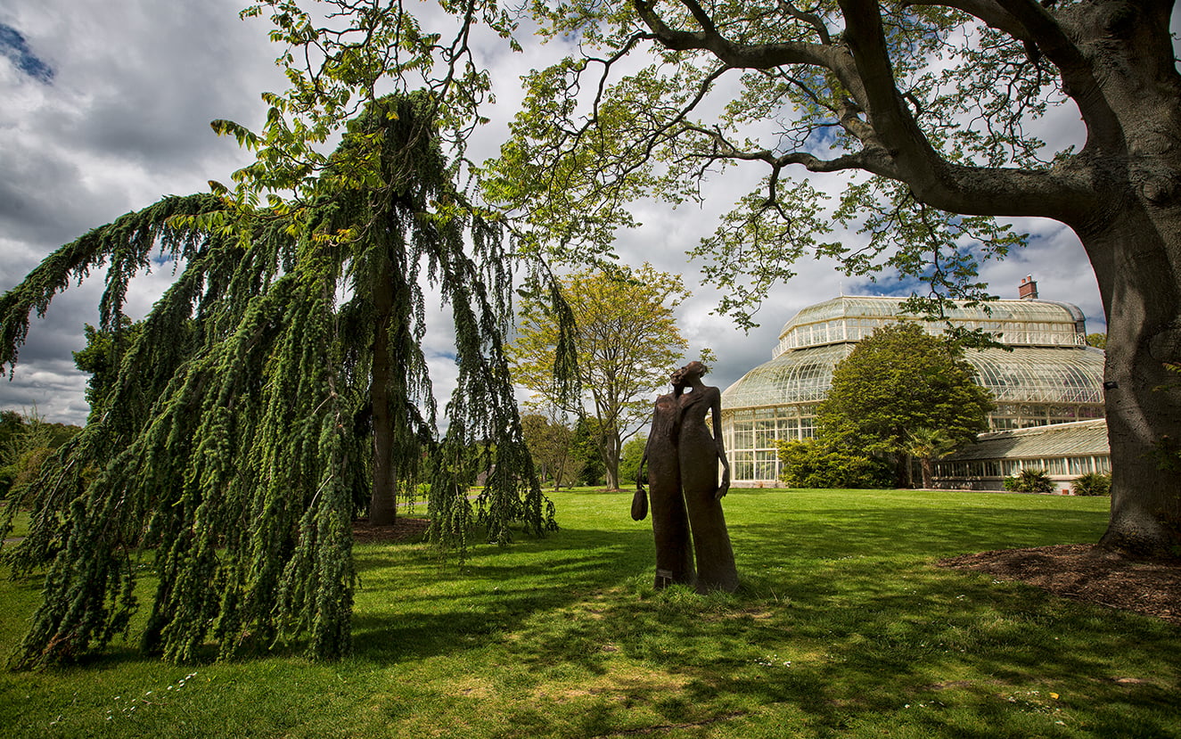 Trees and statue in the National Botanic Gardens Glasnevin